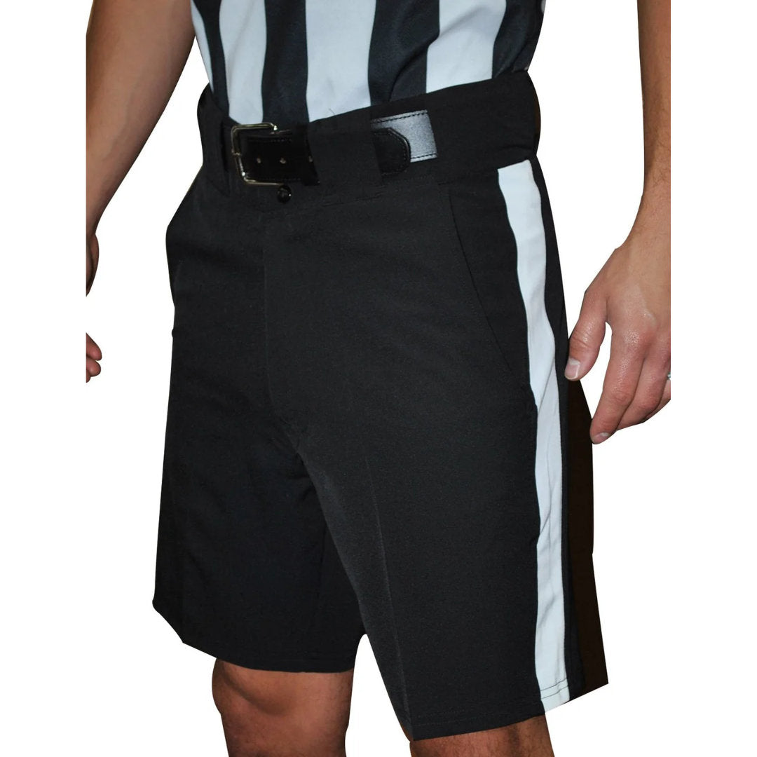 Smitty 4-Way Stretch Black Shorts with 1 1/4” White Stripe